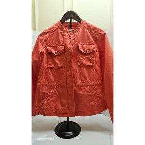 Liz Claiborne Petite PS Coral Lightweight 100% Cotton Jacket With Pockets & Roll